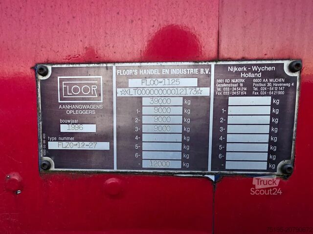 Lagaminas Floor FLZO 12 27 - BPW - DRUM - 2000KG Tail lift