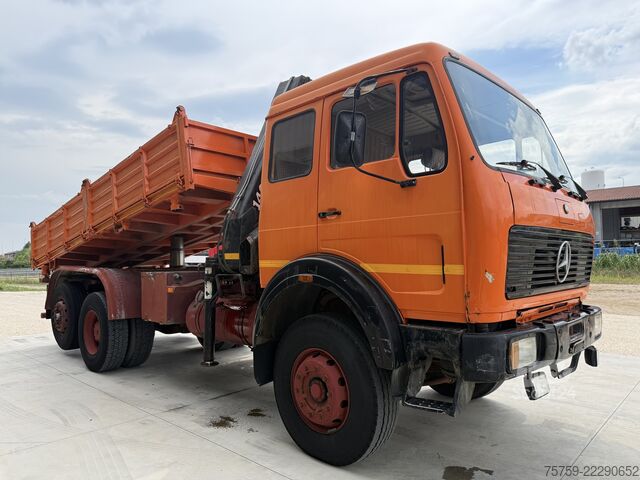 Camion-benne tricar Mercedes-Benz SK1919 Kipper mit Kran HIAB Hidrocom 140