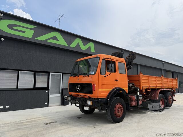 Camion-benne tricar Mercedes-Benz SK1919 Kipper mit Kran HIAB Hidrocom 140