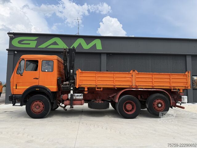 Camion-benne tricar Mercedes-Benz SK1919 Kipper mit Kran HIAB Hidrocom 140