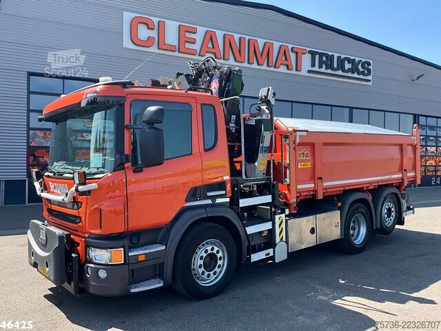 Benne à 3 côtés Scania P 320 HMF 14 Tonmeter Z-kraan Just  227.472 km!
