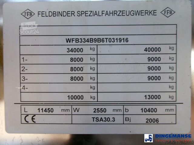 Tank Feldbinder Chemical tank inox 30 m3 / 1 comp + pump