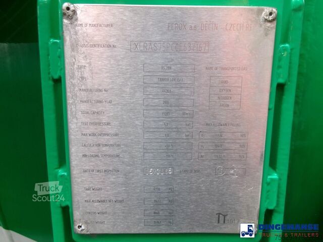 Autocisterna Scania P310 6x2 RHD Argon gas tank 13.2m3 - Damaged