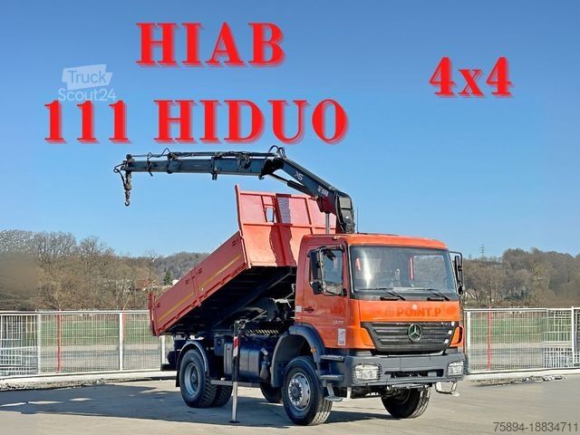 Kiepwagen MERCEDES-BENZ AXOR 1829 * HIAB 1111 HIDUO + FUNK * TOP * 4x4