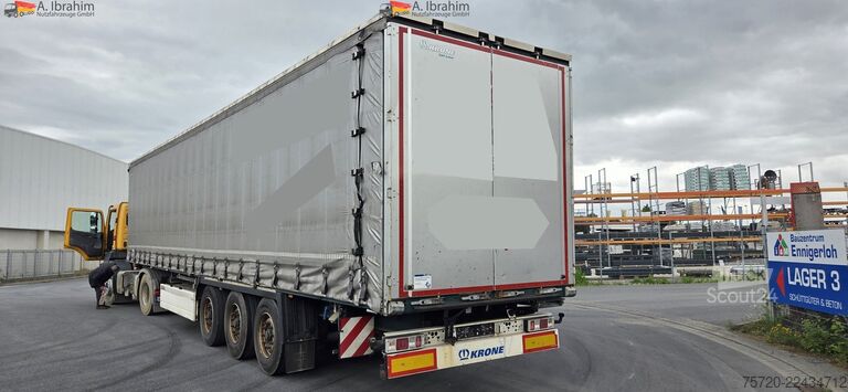 Åben sættevogn med presenning Krone SD Maschinentransporter, verbreiterbar Liftachse