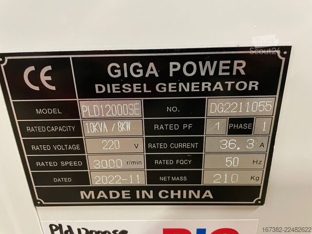 Tilslag Giga power PLD12000SE 10 kVA silent generator