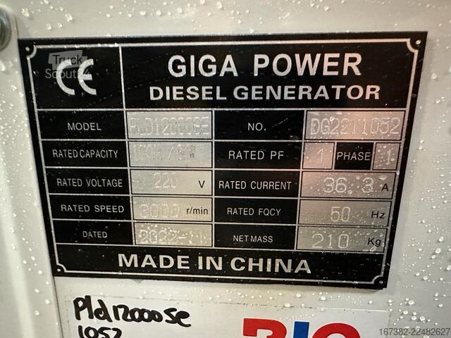Tilslag Giga power PLD12000SE 10 kVA silent generator