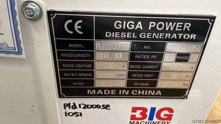 Tilslag Giga power PLD12000SE 10 kVA silent generator