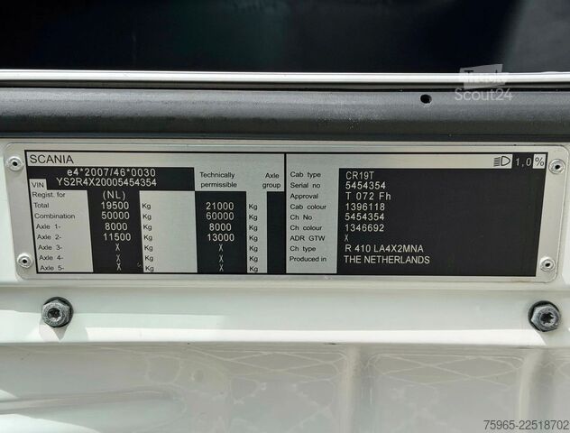 Cap tractor standard SCANIA R410 TOPLINE RETARDER 2x TANKS ONLY 665.000 KM F