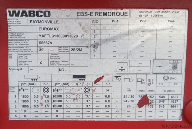 Semi-remorque FAYMONVILLE Euromax STN-3UB