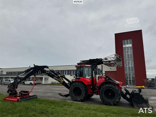 Bras de la pelle Huddig 1260C Backhoe w/ Palfinger crane, Lift, rototilt a