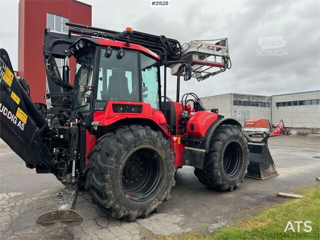 Bras de la pelle Huddig 1260C Backhoe w/ Palfinger crane, Lift, rototilt a