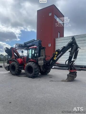 Exkavátor kar Huddig 1260C Backhoe w/ Palfinger crane, Lift, rototilt a