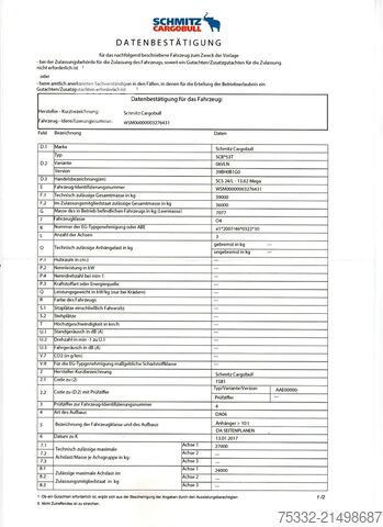 Open semitrailer with tarp Schmitz Cargobull 3 achs Mega Hubbdach 445 Portal UNFALL