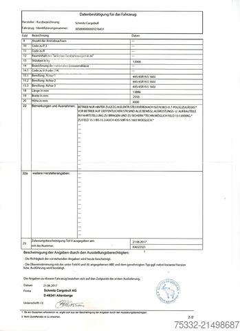 Open semitrailer with tarp Schmitz Cargobull 3 achs Mega Hubbdach 445 Portal UNFALL