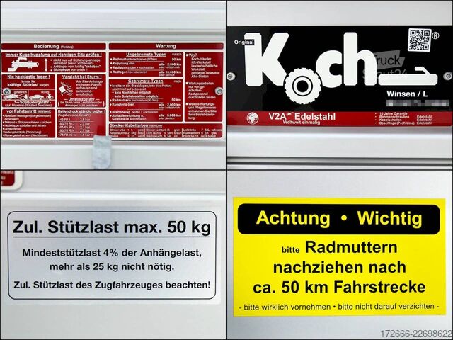  Koch-Anhänger U2 205X105X95CM 750KG | 3XBWE | DECKELANHÄNGER