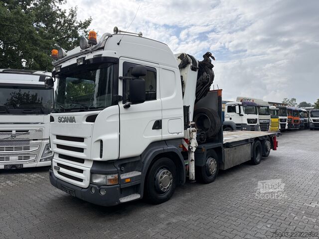 Autocarro con cassone fisso Scania R420 8X2 HMF ODIN 55 t/m Crane