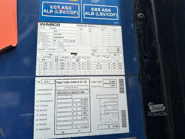 Kayar brandalar Kögel S24-1 Varios, 2 Units!!!