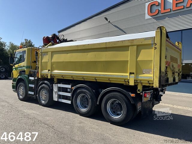 Volquete con grúa Scania P 400 8x4 Retarder HMF 16 Tonmeter Z-kraan