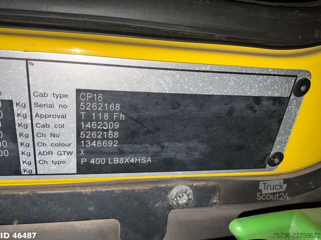 Volquete con grúa Scania P 400 8x4 Retarder HMF 16 Tonmeter Z-kraan