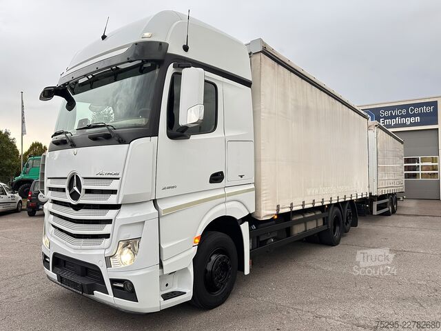 Camion plateau avec bâche Mercedes-Benz Actros 2551 Komplettzug + WEB-Anhänger SOFORT