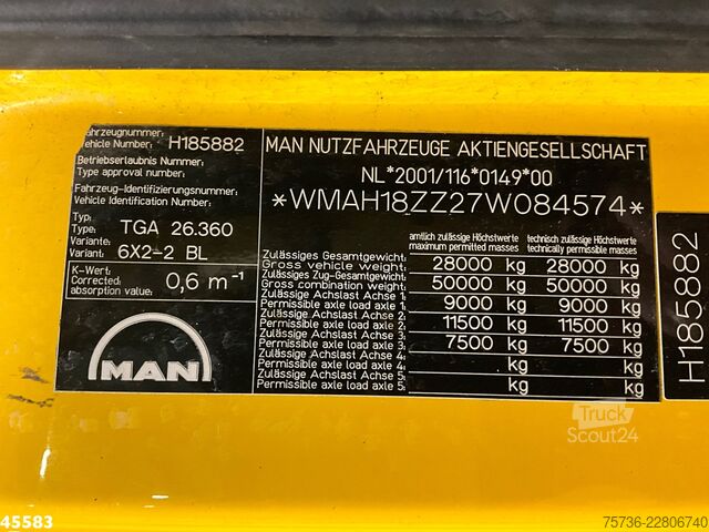 Haakarmsysteem Man TGA 26.360 Hiab 16 Tonmeter laadkraan