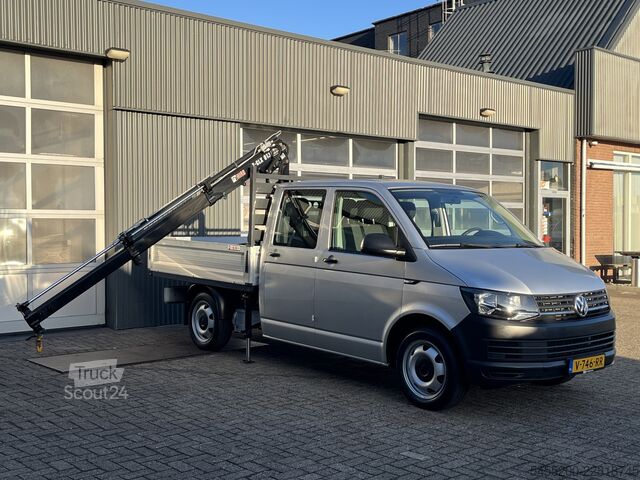 Platformslastbil med kran VW Transporter 2.0 TDI L2H1 DC Openlaadbak Pick-up...