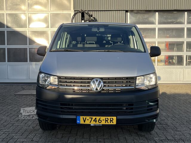 Platformslastbil med kran VW Transporter 2.0 TDI L2H1 DC Openlaadbak Pick-up...