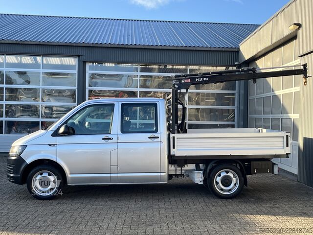 Platformslastbil med kran VW Transporter 2.0 TDI L2H1 DC Openlaadbak Pick-up...