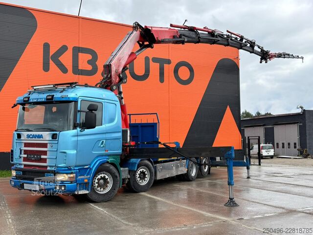 Atvērtā virsbūve Scania R 124 470 8x2*6 FASSI F800 AXP.26 YEAR 2004 + J...