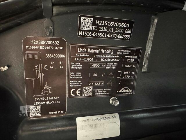02/2022 Service batterie + inspection UVV 08/27 Linde E 45/600H