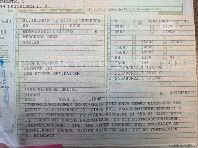 Háromirányú billenő teherautó MERCEDES-BENZ Actros 3544 4144 / EPS / 8X4 / Meiller BORDMATIK