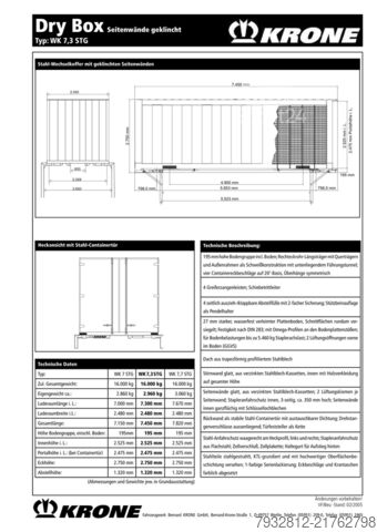 Schimbați corpul Krone Wechselbrücke WK 7,3 STG