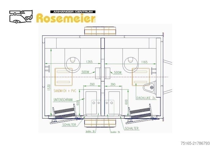 Toilettenwagen Rosemeier VE 1 Damen, 1 Herren, U SILVER H Toilettenanhänger