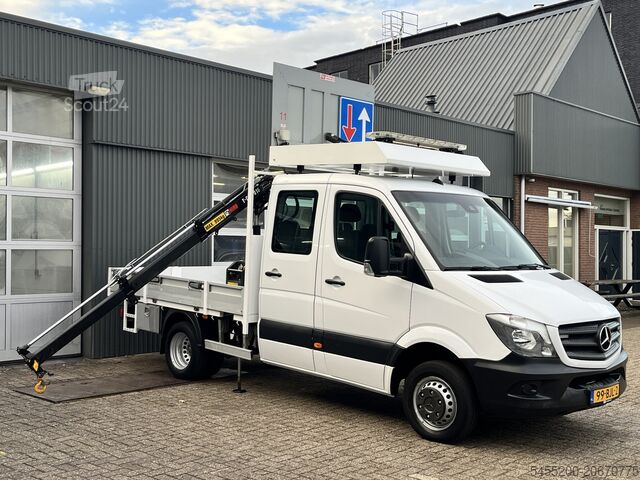 Nosturilla varustettu lavakuorma-auto Mercedes-Benz Sprinter 514 CDI 366 Hiab Laadkraan 018T Trekha...