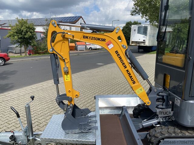 Мини-экскаватор с низкорамным погрузчиком + пакет принадлежностей Berger Kraus BK1250KSR mit Kabine und Schwenkarm