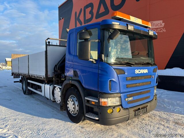 Open body Scania P 320 4x2 HIAB 077B-2 / PLATFORM L=7286 mm