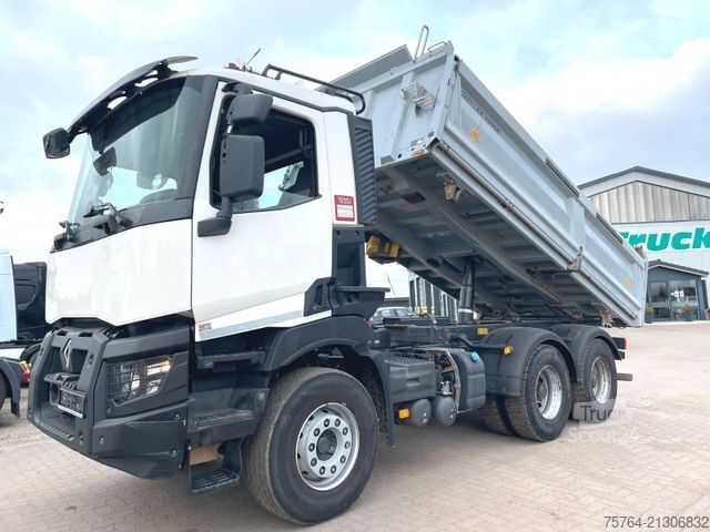 Tre-sidet tipbil RENAULT C480/Meiller Kipper/Bordmatik/AP-Achsen/Blatt