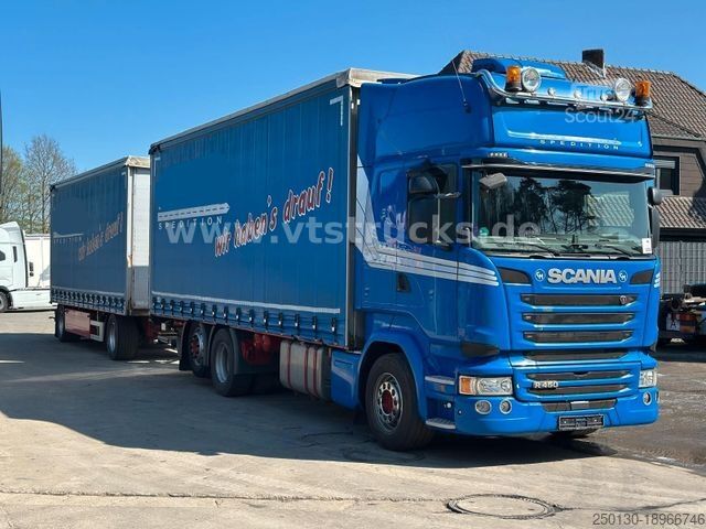Tentinė platforma sunkvežimis SCANIA R450 6x2 + Wellmeyer Pritsche+Plane Komplettzug