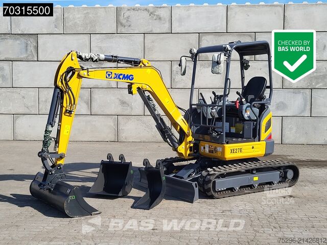 Mini-excavator XCMG XE27 E FACTORY WARRANTY - CW/3 BUCEKTS - KUBOTA...