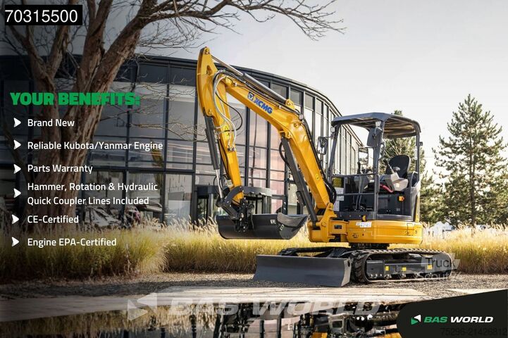 Mini-excavator XCMG XE27 E FACTORY WARRANTY - CW/3 BUCEKTS - KUBOTA...