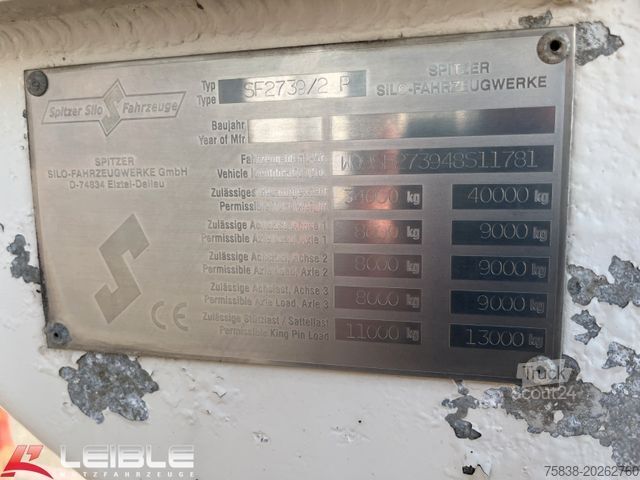 Siloauflieger SPITZER SE2739/2P*39m³*Zement Silo*BPW m.Trommel*
