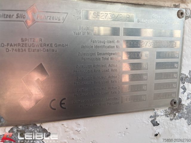 Siloauflieger SPITZER SE2739/2P*39m³*Zement Silo*BPW m.Trommel*