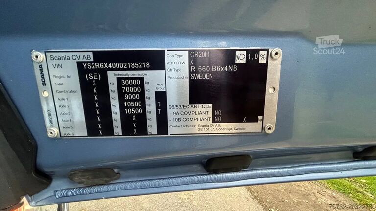 Sistema de braço de gancho Scania R660 V8 HIAB 30 Ton | Retarder | alcoa | bullbar