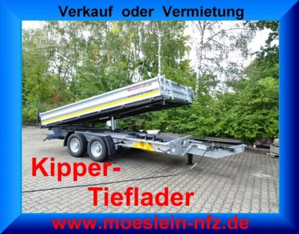 Pašizgāzēja piekabe Möslein TTG 11 Verzinkt  neuer Tandem 3- Seitenkipper Tieflader-- Neufahrzeug --
