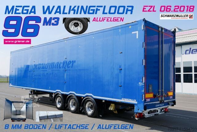 Напівпричіп з рухомою підлогою SCHWARZMÜLLER MEGA 96 m3/3-achs /BPW /ALU / LIFT / 08 mm boden