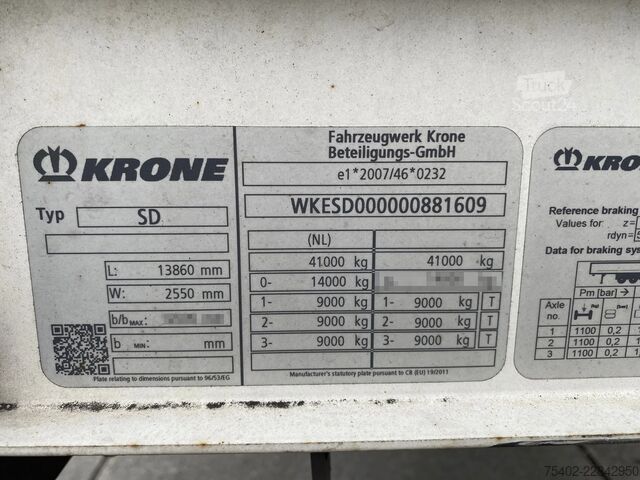 Bīdāmie tentiņi Krone SD  Tautliner / Boorden / Dhollandia Laadklep /...