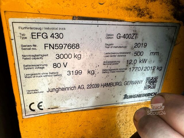 S+UVV 07/27, protección lateral, eléctrico, 6.532 h Jungheinrich EFG 430
