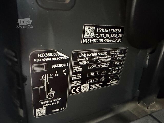 3. i 4. funkcija, bočni pomak, električni, 7.399 radnih sati Linde E 20PH