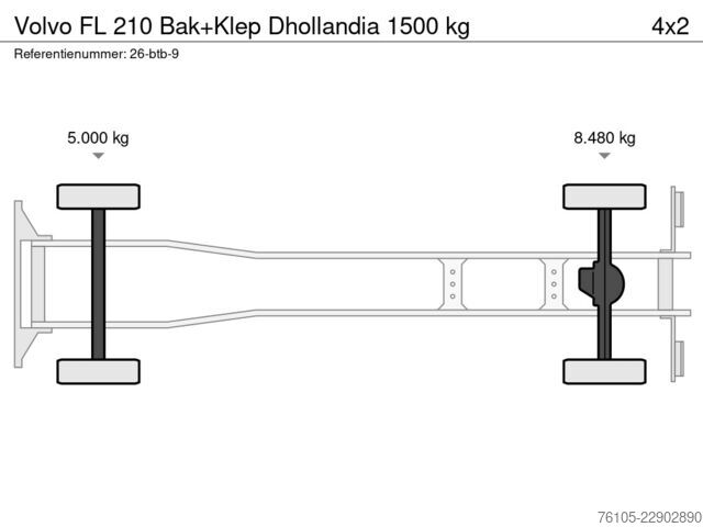  Volvo FL 210  Bak+Klep Dhollandia 1500 kg